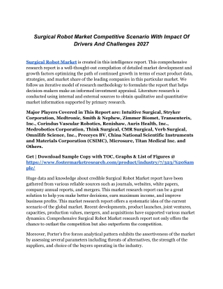 Surgical Robot Market To Rear Excessive Growth During 2021 And Forecast 2027