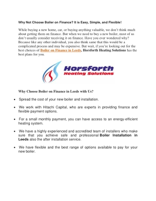 Why Not Choose Boiler on Finance It is Easy, Simple, and Flexible!
