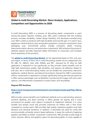 Global In mold Decorating Market- Share Analysis, Applications & Competition