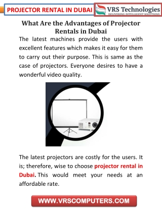 What Are the Advantages of Projector Rentals in Dubai