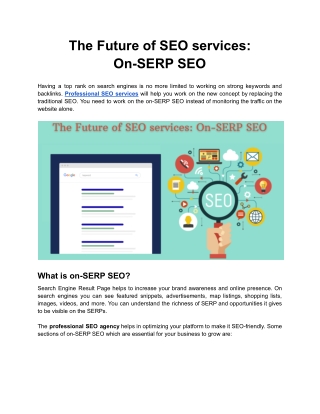 The Future of SEO services: On-SERP SEO
