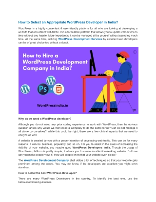 How to Select an Appropriate WordPress Developer in India_