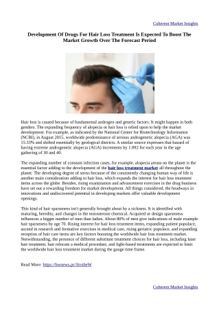 Hair Loss Treatment Market - Global Industry Analysis, Size, Share, Growth, Tren