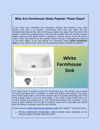 Why Are Farmhouse Sinks Popular These Days?
