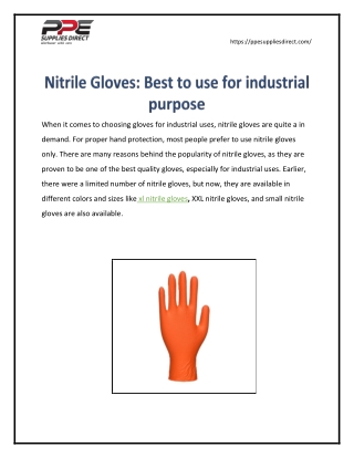 Nitrile Gloves: Best to use for industrial purpose