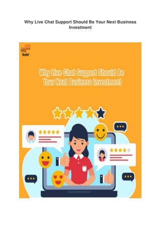 Why Live Chat Support Should Be Your Next Business Investment