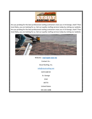 Roof Repair near Me | Stoutroofing.net