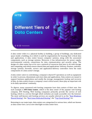 Different Tiers of Data Centers