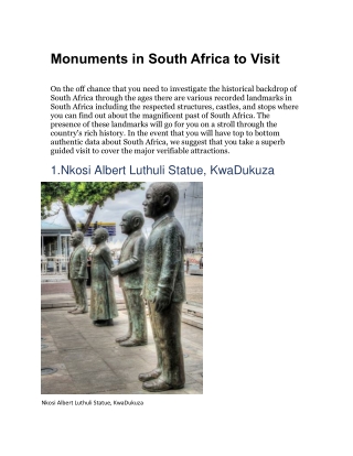 Monuments in South Africa to Visit