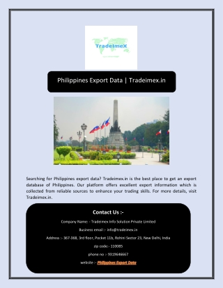 Philippines Export Data | Tradeimex.in