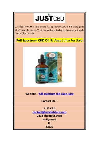 Full Spectrum CBD Oil & Vape Juice For Sale 0