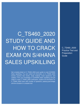 How to Prepare for C_TS460_2020 exam on S/4HANA Sales Upskilling