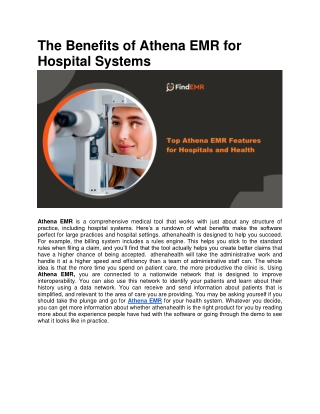 The Benefits of Athena EMR for Hospital Systems