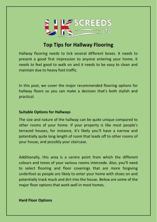 Top Tips for Hallway Flooring