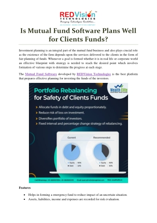 Is Mutual Fund Software for Distributors Plans Well for Clients Funds