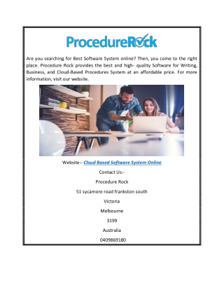 Cloud Based Software System Online | Procedure Rock