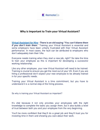 Why is Important to Train your Virtual Assistant