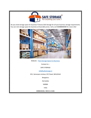 Rent Storage Space For Business