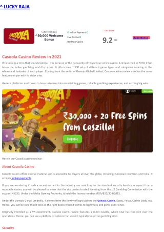 Casoola Casino Review in 2021