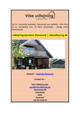 Udlejningsejendom Dianalund  vibeudlejning.dk 0