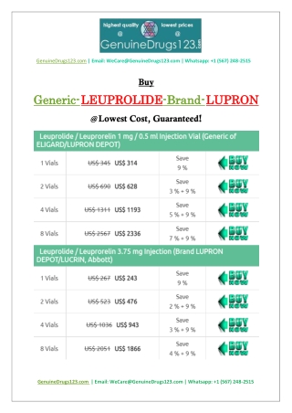 ELIGARD LUPRON LEUPROLIDE ACETATE INJECTION Cost