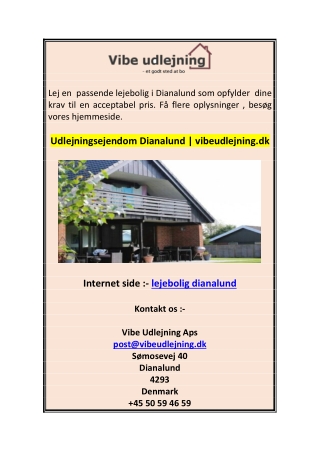 Udlejningsejendom Dianalund  vibeudlejning.dk 00
