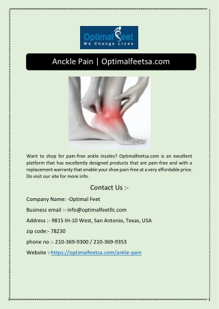 Anckle Pain | Optimalfeetsa.com
