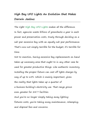 About Led High Bay Lighting Through