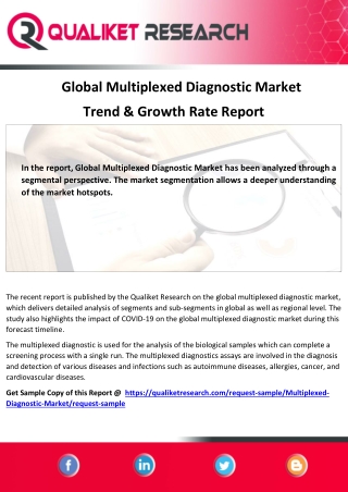 Multiplexed Diagnostic Market  Application, Manufactures, Growth rate and Region