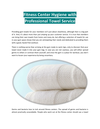 Fitness Center Hygiene with Professional Towel Service