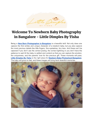 Welcome To Newborn Baby Photography in Bangalore - Little Dimples By Tisha