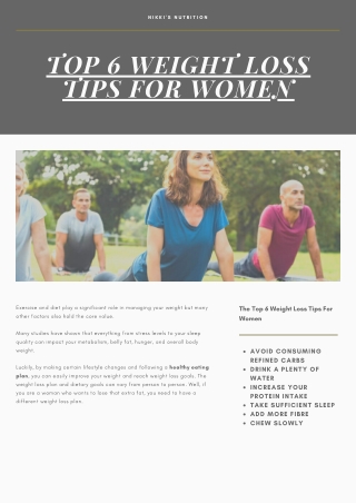 Top 6 Weight Loss Tips for Women