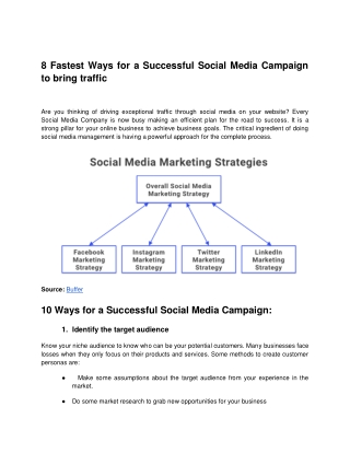 8 Fastest Ways for a Successful Social Media Campaign to bring traffic Pdf