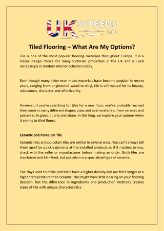 Tiled Flooring – What Are My Options.docx