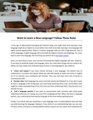 Want to Learn a New Language Follow These Rules