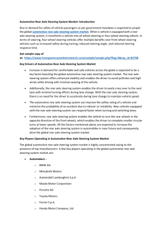 Automotive Rear Axle Steering System Market