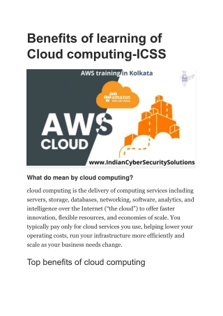 Benefits of learning of Cloud computing-ICSS