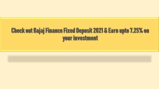 Bajaj finance fixed deposit