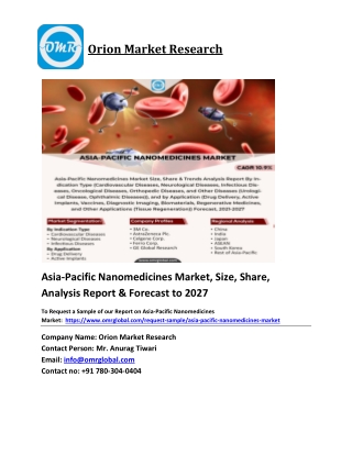 Asia-Pacific Nanomedicines Market Trends, Size, Competitive Analysis and Forecas