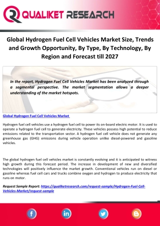 Global Hydrogen Fuel Cell Vehicles Market Size, Trends and Growth Opportunity, By Type, By Technology, By Region and For