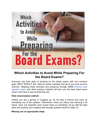 Which Activities to Avoid While Preparing For the Board Exams?