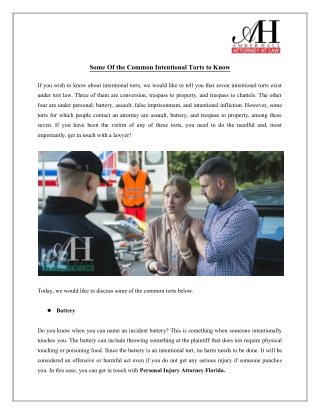 Some Of the Common Intentional Torts to Know