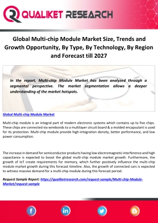 Global Multi-chip Module Market Size, Trends and Growth Opportunity, By Type, By Technology, By Region and Forecast till