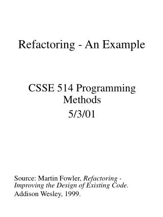 Refactoring - An Example