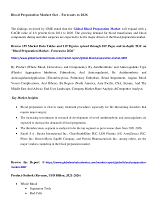 COVID-19 Impact on Global Blood Preparation Market