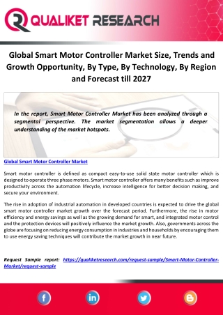 Global Smart Motor Controller Market Size, Trends and Growth Opportunity, By Type, By Technology, By Region and Forecast