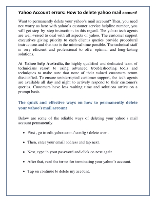 Yahoo Account errors: How to delete yahoo mail account!