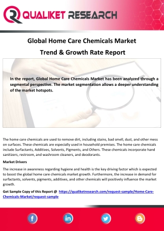 Global  Home Care Chemicals Market Assessment, Opportunities, Insight, Trends, K