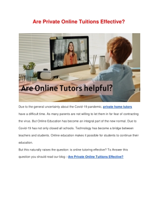 Are Private Online Tuitions Effective