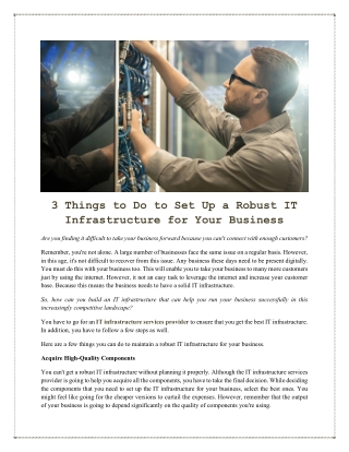 3 Things to Do to Set Up a Robust IT Infrastructure for Your Business